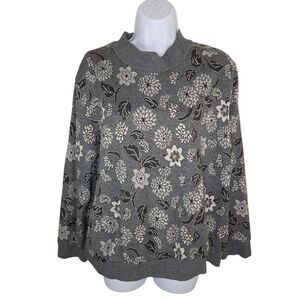 Alfred Dunner Mock Neck Floral Sweatshirt Top 2x